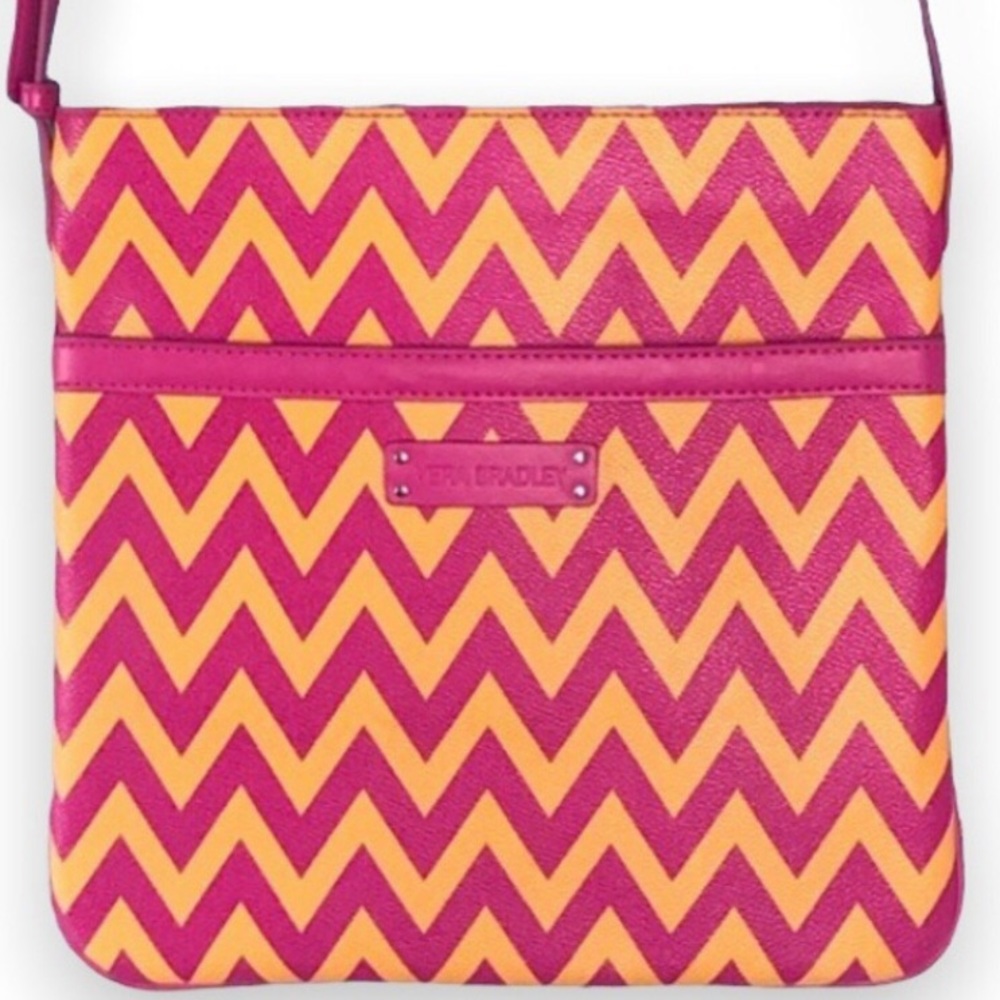 Vera Bradley Ziggy Zags Pink Orange Slim & Trim Hipster Crossbody Purse